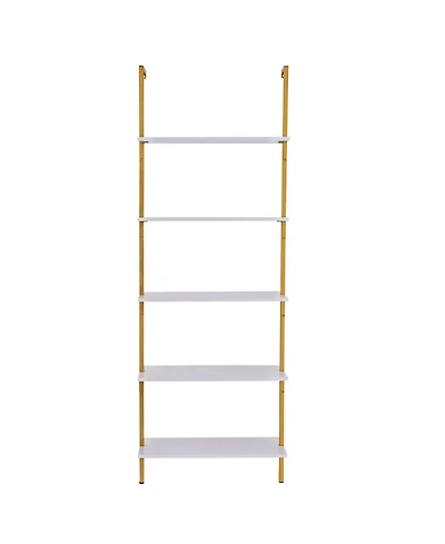 Gouun 5 Tier Ladder Shelf Wall Mounted Bookshelf with Metal Frame