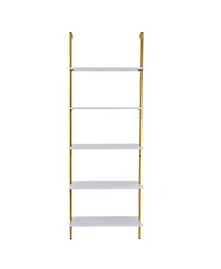 Gouun 5 Tier Ladder Shelf Wall Mounted Bookshelf with Metal Frame