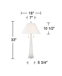 Possini Euro Design Regina 33" Tall Large Modern End Table Lamp 2-Light Pull Chain Finish Glass Single Living Room Bedroom