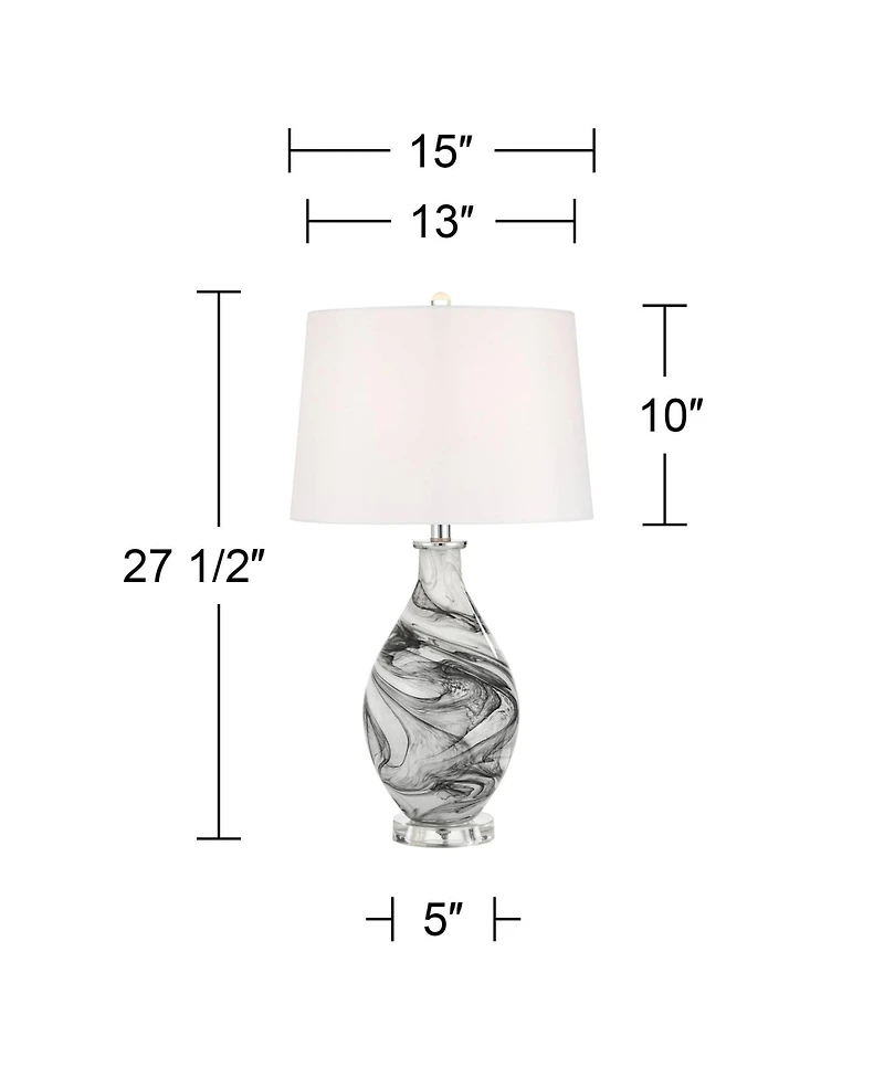 Possini Euro Design Marisa 27 1/2" Tall Modern 3-Way Table Lamp Swirl Finish Art Glass Single Shade Living Room Bedroom