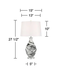 Possini Euro Design Marisa 27 1/2" Tall Modern 3-Way Table Lamp Swirl Finish Art Glass Single Shade Living Room Bedroom