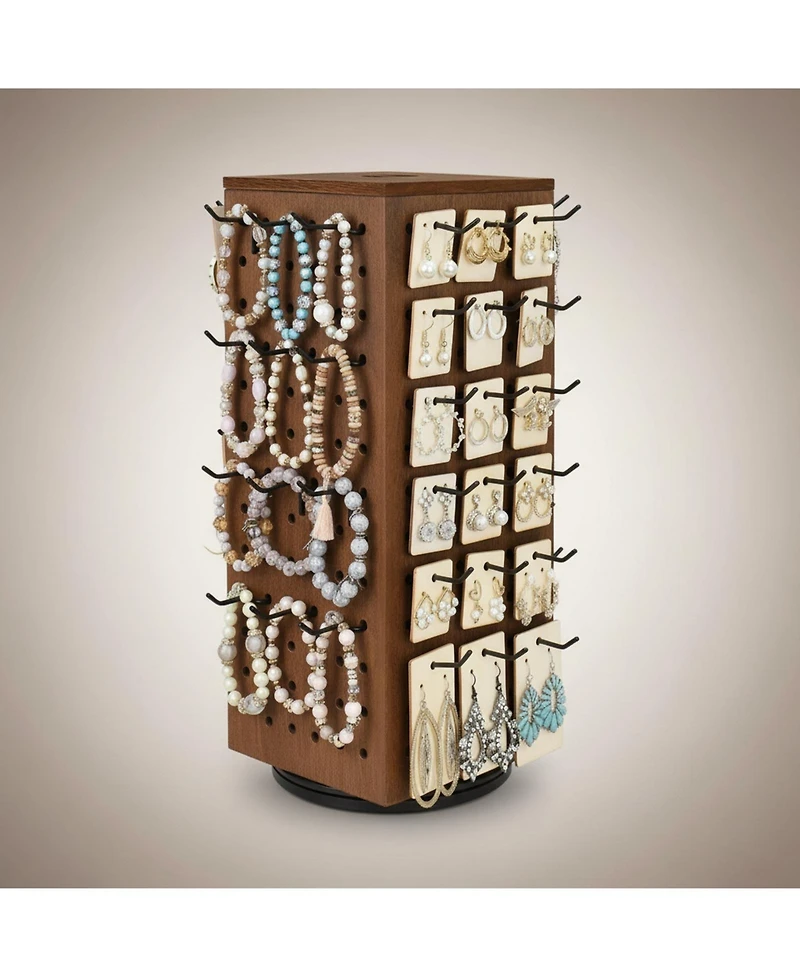 Yigii 3 Tier Wooden Rotating Bracelet Holder Display Stand 42 Hooks