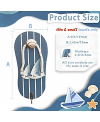 Yigii Cute Flip Flop Wooden Wall Hooks Beach Themed Metal Hooks Decor for Bathroom Poolside Beach Houses