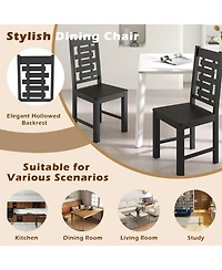 Gouun Set of 2 Solid Rubber Wood Dining Chairs with Hollowed Backrest