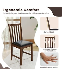 Gouun Set of 2 Hollowed-Back Dining Chairs with Pvc Leather Seat and Rubber Wood Frame