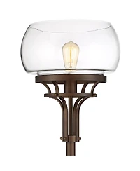 Franklin Iron Works Industrial Torchiere Floor Lamp with Usb Charging Port 72 1/2" Tall