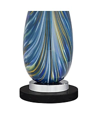Possini Euro Design Pablo Modern Table Lamp with Round Marble Riser 27" Tall Art Glass Shade for Bedroom Living Room Bedside