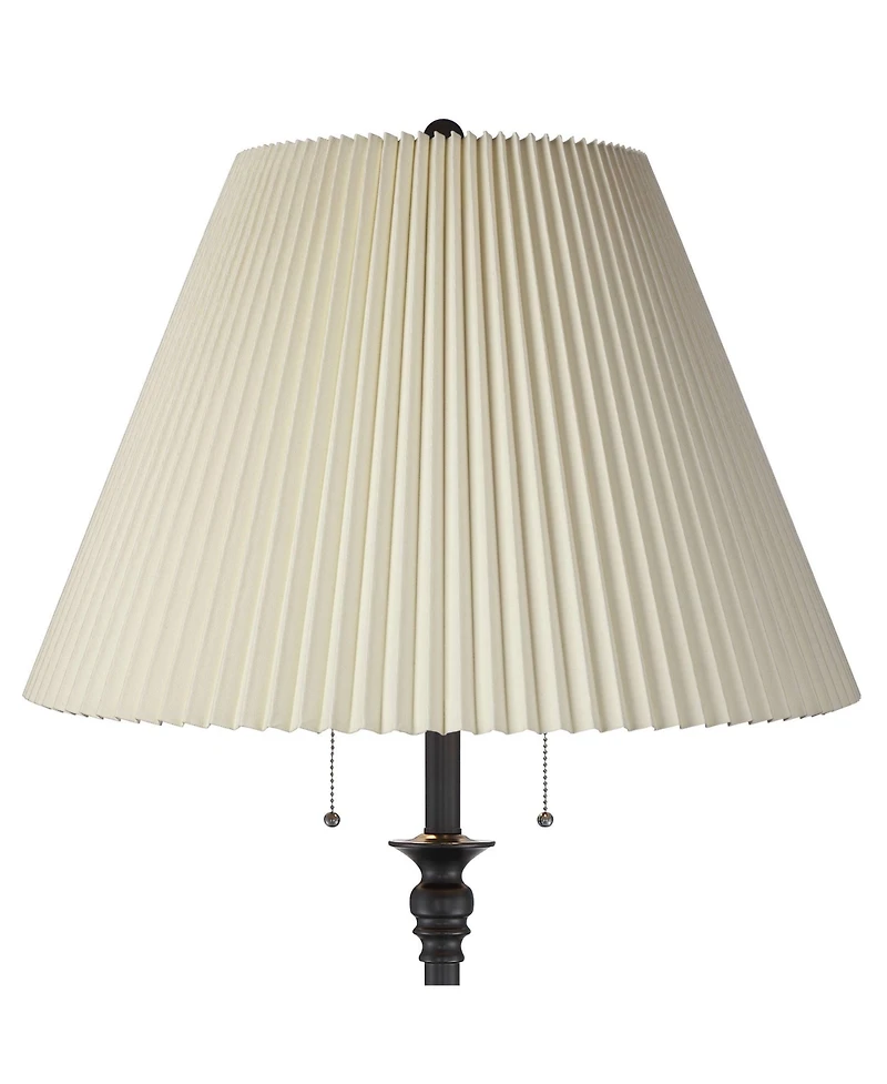360 Lighting Spenser Retro Art Deco 58" Tall Floor Lamp Oiled Fabric Pleated Empire Shade for Living Room Bedroom House