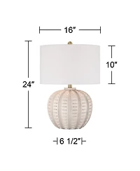 360 Lighting Keira 24" High Gourd Small Modern Coastal 3-Way Table Lamp Single Shade Living Room Bedroom Bedside Nightstand