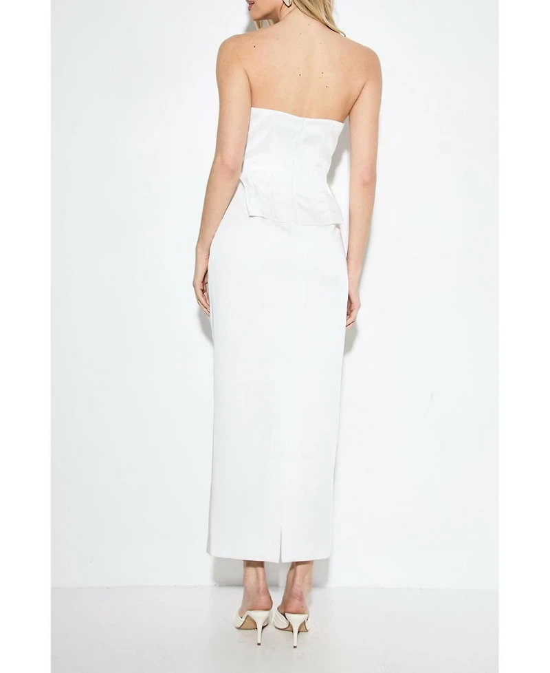 MissPap Women's Premium Bonded Satin Corset Midaxi Dress