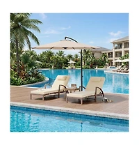 gaomon Outdoor Wicker Chaise Lounge with Cushion, All-Weather Rattan Sun Lounger