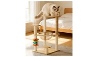 Zeus & Ruta 32.2 in. Modern Cat Tree Tower With Sisal Scratching Post Acrylic Hammock snd Toys For Indoor Cats