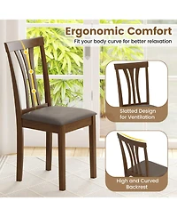 Gouun Set of 2 Linen Upholstered Wooden Dining Chairs with Rubber Wood Frame