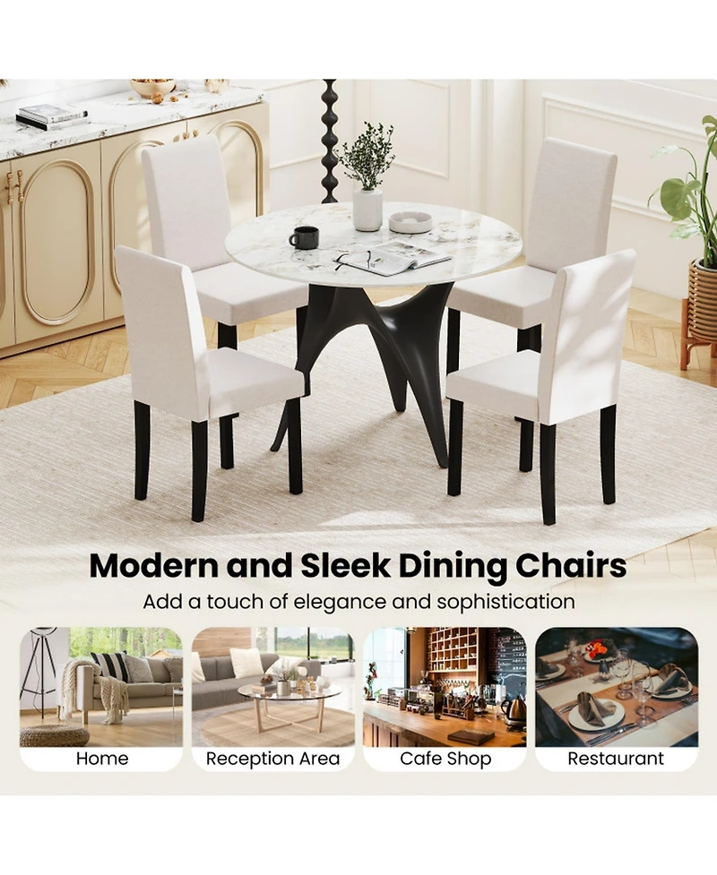 Gouun Set of 2 Mid-Century Modern Fabric Upholstered Parson Dining Chairs