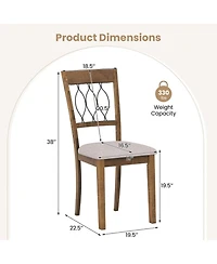 Gouun Set of 2 Linen Upholstered Dining Chairs with Hollowed Back and Rubber Wood Frame