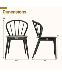 Gouun Set of 2 Windsor-Style Spindle-Back Dining Chairs with Wide Contoured Seat
