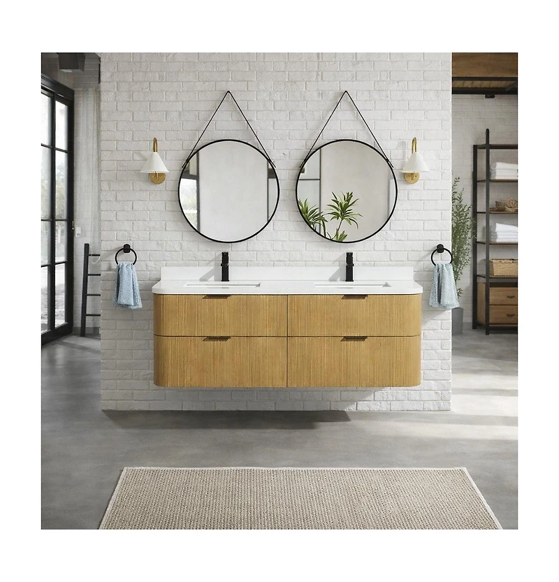 Ari Bath Chantal 60" Floating Bathroom Vanity Oak