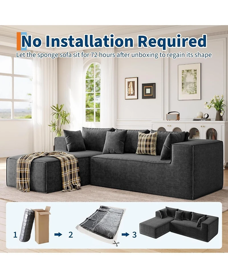 gaomon 106.7" Modular Sectional Sofa, L-Shaped Cloud Couch with Chaise