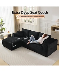 gaomon 108" Cloud Sectional Sofa, L-Shaped Couch with Deep Seat, Corduroy