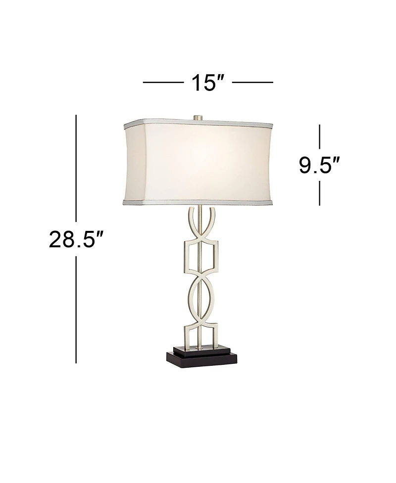360 Lighting Evan Modern Table Lamps 28 1/2" Tall Set of 2 Brushed Nickel with Usb Charging Port Table Top Dimmers Rectangular Shade for Bedroom