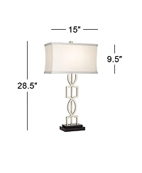 360 Lighting Evan Modern Table Lamps 28 1/2" Tall Set of 2 Brushed Nickel with Usb Charging Port Table Top Dimmers Rectangular Shade for Bedroom