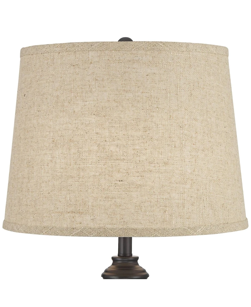 360 Lighting Lynn 26" Tall Skinny Buffet Modern Table Lamps Set of 2 Finish Metal Burlap Linen Shade Living Room Bedroom