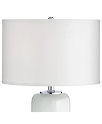 Possini Euro Design Roxanne Coastal Table Lamp with Round Riser 26 1/4" High Glass Led Nightlight Drum Shade for Bedroom Living Room Nightstand
