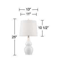 360 Lighting Jane 25" High Mid Century Modern Table Lamps Set of 2 WiFi Smart Socket Ceramic Living Room Bedroom Bedside