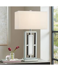 360 Lighting 29" Tall Rectangular Modern End Table Lamp Mirrored Glass Finish Metal Living Room Bedroom