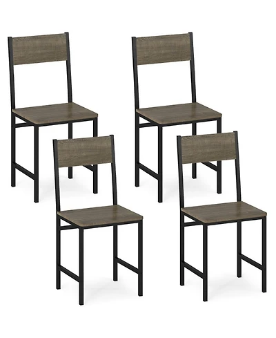 Gouun Set of 4 Engineered Wood Dining Chairs with Metal Legs and Slanted Back