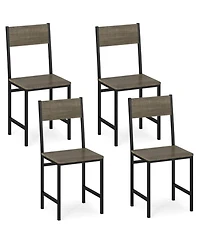 Gouun Set of 4 Engineered Wood Dining Chairs with Metal Legs and Slanted Back