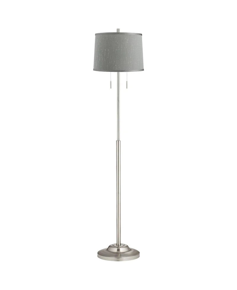 360 Lighting Abba Modern Floor Lamp Standing 66" Tall Brushed Nickel Dupioni for Living Room Bedroom Office House Home