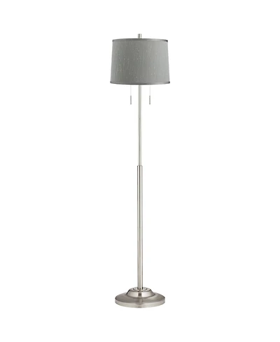 360 Lighting Abba Modern Floor Lamp Standing 66" Tall Brushed Nickel Dupioni for Living Room Bedroom Office House Home