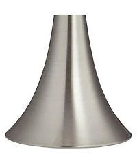 360 Lighting Gerson Modern Table Lamps 24" High Set of 2 Brushed Nickel Led Faux Silk Drum Shade for Bedroom Living Room Bedside Office