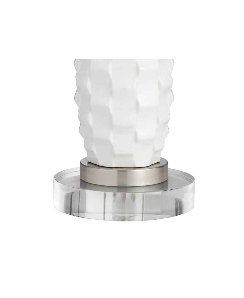 360 Lighting Modern Coastal Table Lamps 25.25" High Set of 2 Led with Round Risers Dimmer Ceramic Drum Shade for Living Room