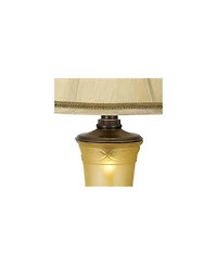 Kathy Ireland Sorrento Traditional Table Lamp 30" Tall Antique Bronze Glass with Usb Dimmer Nightlight Flared Bell Shade