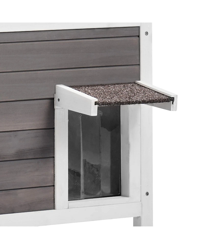 Zeus & Ruta Wooden Outdoor Cat House with Roof Pvc Door Flaps for Cats Feral Pet Shelter