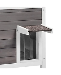 Zeus & Ruta Wooden Outdoor Cat House with Roof Pvc Door Flaps for Cats Feral Pet Shelter