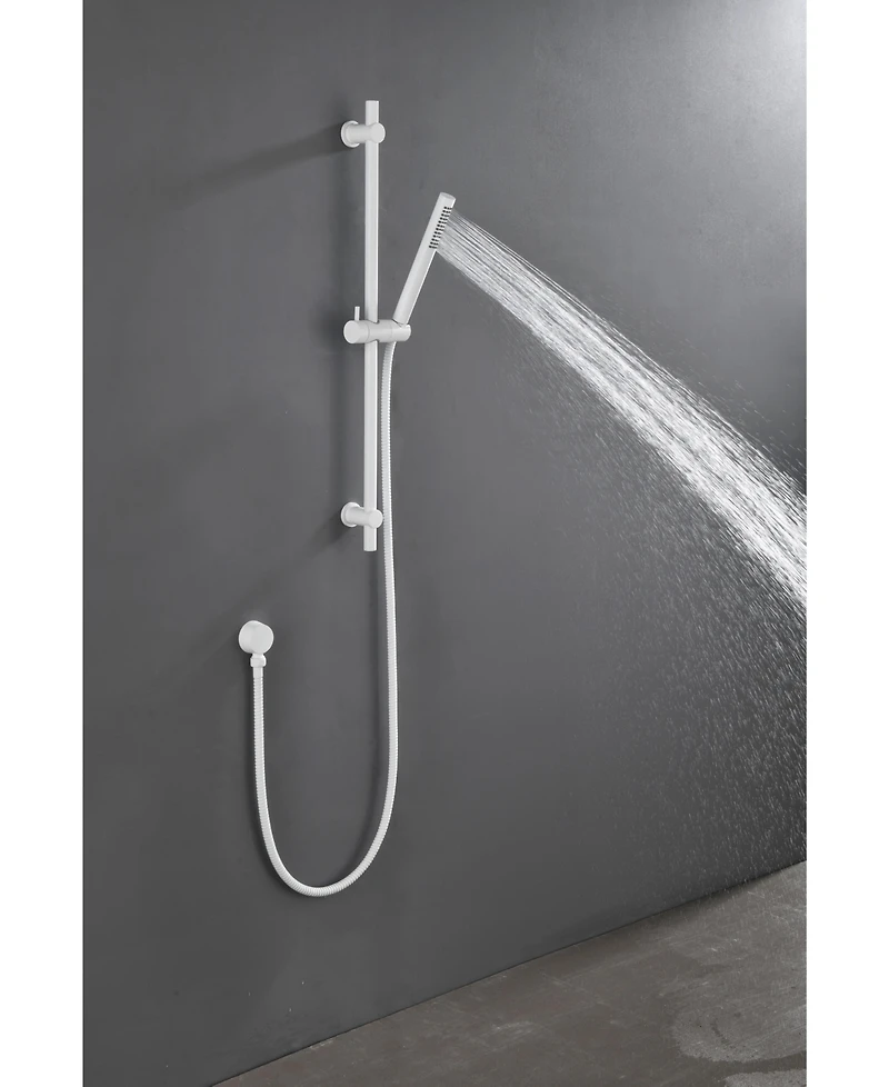Busdays Stainless Steel Slide Bar Grab Rail with Handheld Shower Head and 69-Inch Hose, Shower Hand Sprayer Set