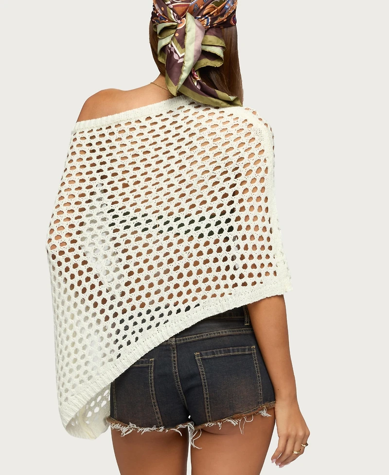 Edikted Women's Cloe Off Shoulder Crochet Poncho