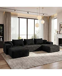 Homsee 3-Piece U-Shaped Sectional Sofa Set With Pillows