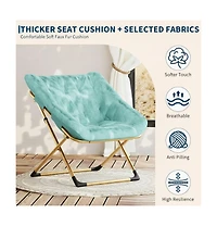 gaomon Rabbit Fur Saucer Chair, Foldable Lounge Chair with Metal Frame, Comfy Accent for Kids, Teens and Adults, No Assembly, Indoor Sofa Seat