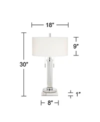 Possini Euro Design Cadence Modern Table Lamp with Square Marble Riser 30" Tall Glass Column Shade for Bedroom Living Room Bedside Office