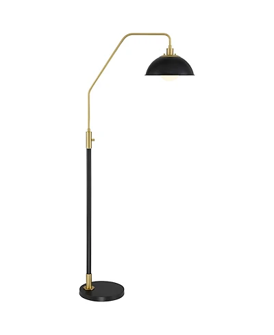 Possini Euro Design Baltar Modern 68 1/2" Tall Standing Floor Lamp Curved Arc Dimmable Metal Brass Finish Bedroom Dome Shade