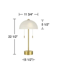 360 Lighting Lia 22 1/2" High Metal Mushroom Pull-Chain 2-Light Table Lamp