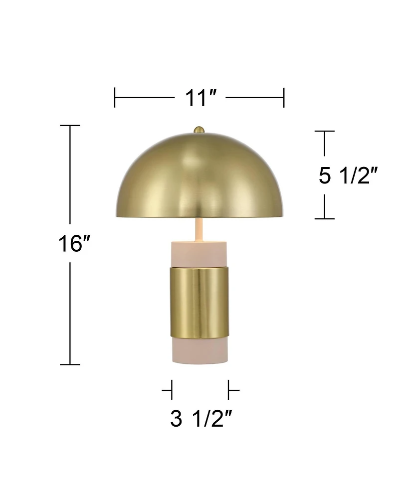 360 Lighting Delia 16" High Antique Brass Mushroom Accent Table Lamp Set of 2