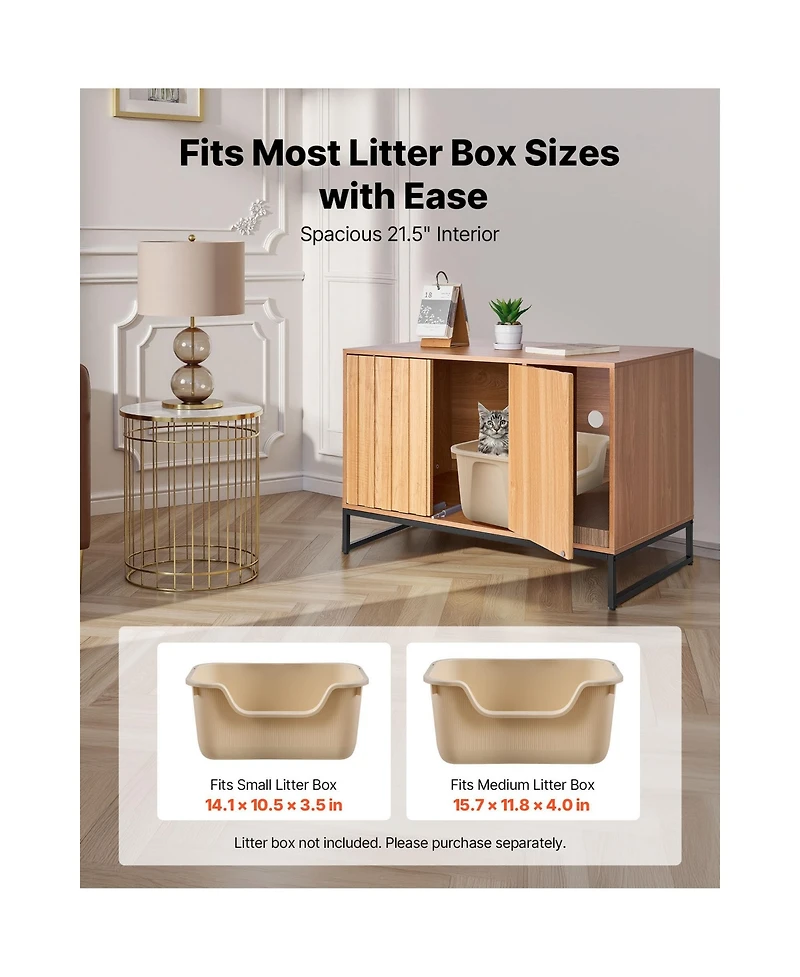 Zeus & Ruta 31.5 in. Hidden Cat Litter Box Enclosure Furniture with Scratch Pad Storage Waterproof Cabinet for Living Room Bedroom