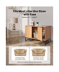 Zeus & Ruta 31.5 in. Hidden Cat Litter Box Enclosure Furniture with Scratch Pad Storage Waterproof Cabinet for Living Room Bedroom