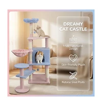 Zeus & Ruta Flower Cat Tree With Large Condo Removable Cushion Hammock