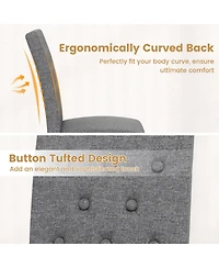 Gouun Set of 2 Button-Tufted Fabric Dining Chairs with Spring Cushion and Curved Back